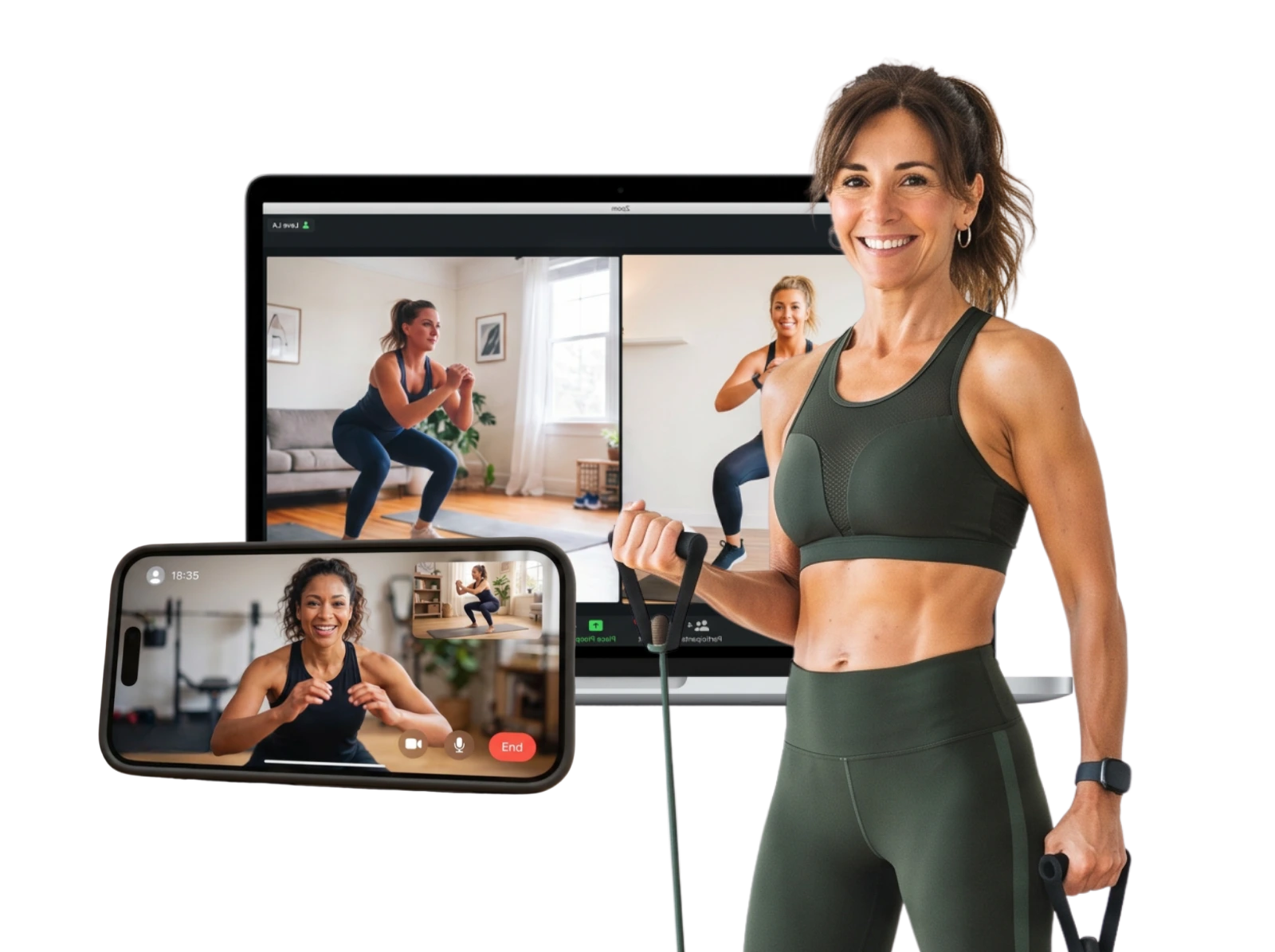 Cliente de patra.fit entrenando en casa con su entrenador personal