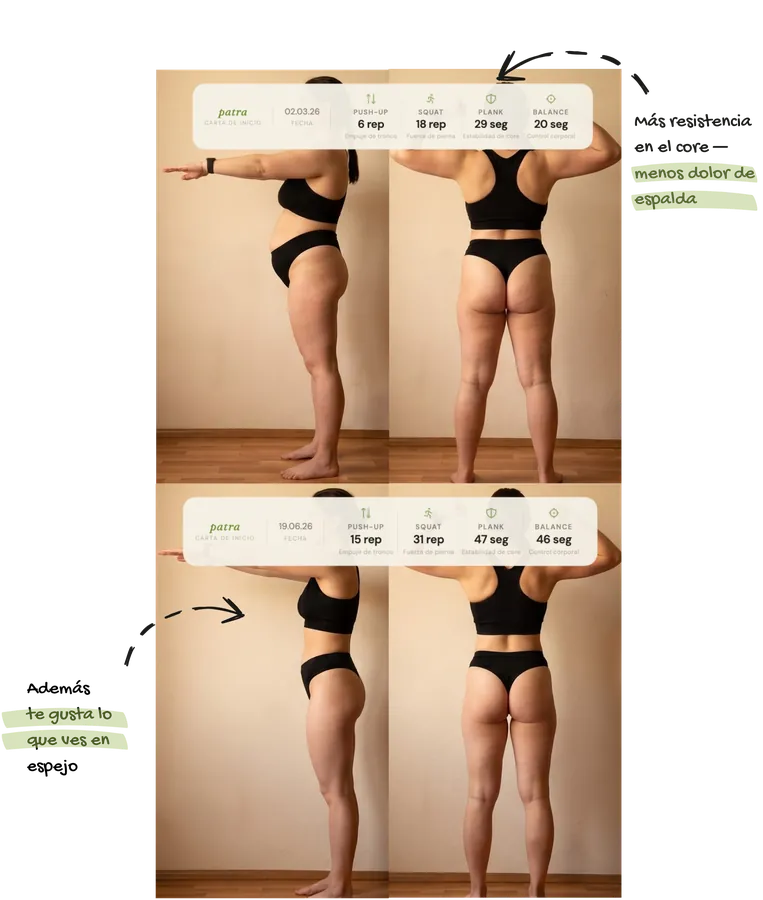 Progreso de una clienta de patra.fit en 4 meses